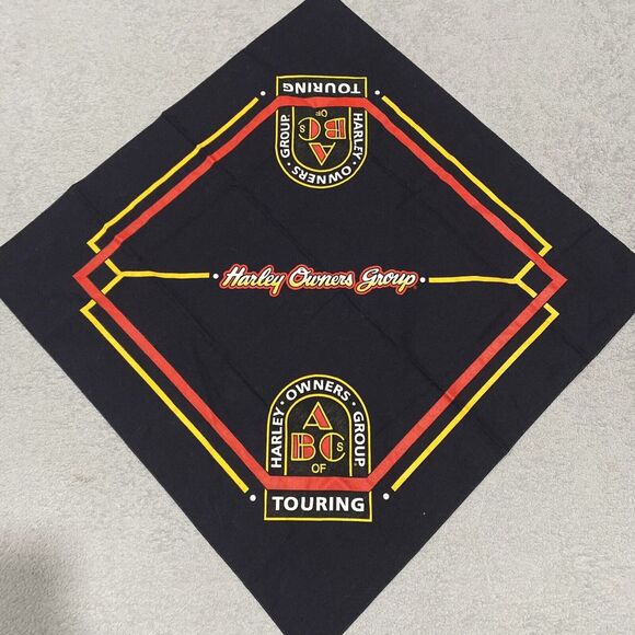 Harley Davidson Harley Owners Group Touring Handkerchief Bandana Black - Picture 1 of 6